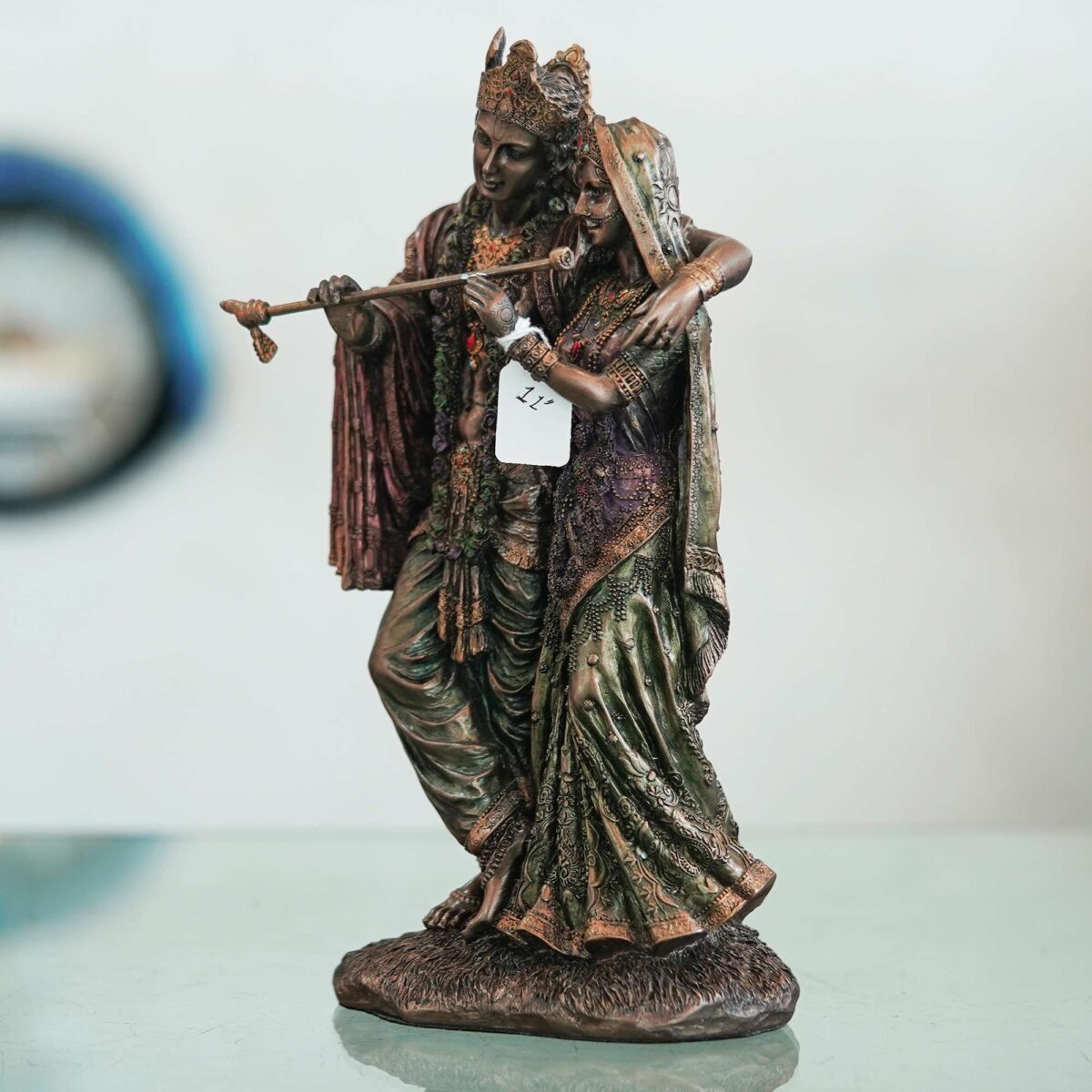 Bronze Handmade Radha Krishna Idol – Showpiece for Temple, Home, office & Table Decor - Image 3