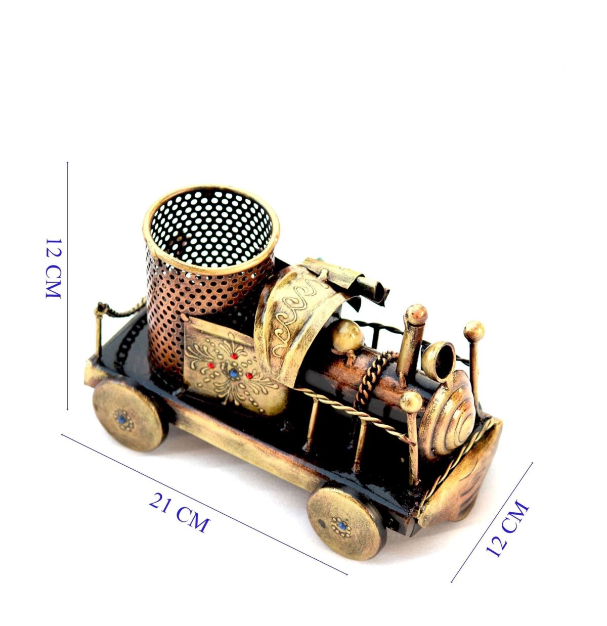 Handcrafted Brass Train Pen Holder – Vintage Desk Organizer | Unique Office & Home Decor - Image 3