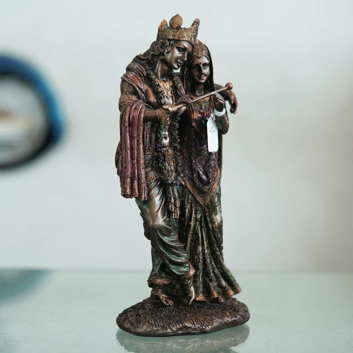 Bronze Handmade Radha Krishna Idol – Showpiece for Temple, Home, office & Table Decor - Image 2