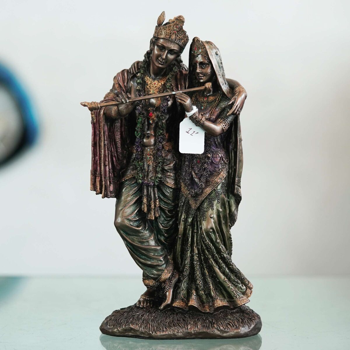 Bronze Handmade Radha Krishna Idol – Showpiece for Temple, Home, office & Table Decor